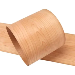 American Cherry wood veneer with natural grain and warm reddish-brown color for furniture and interior decoration.