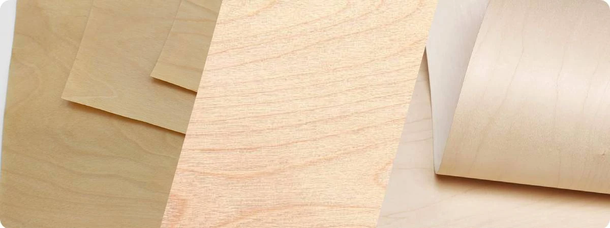 Natural birch veneer sheet with fine straight grain and smooth surface.