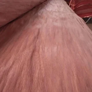 Close-up of GUW veneer texture, uniform reddish-brown color and fine grain