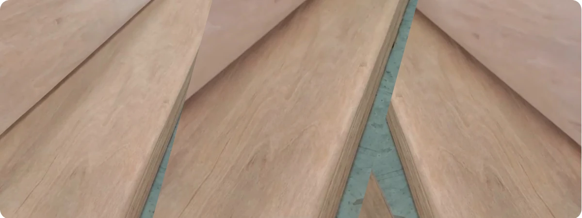 Close-up of Keruing veneer showing strong natural grain and rich tropical wood texture.