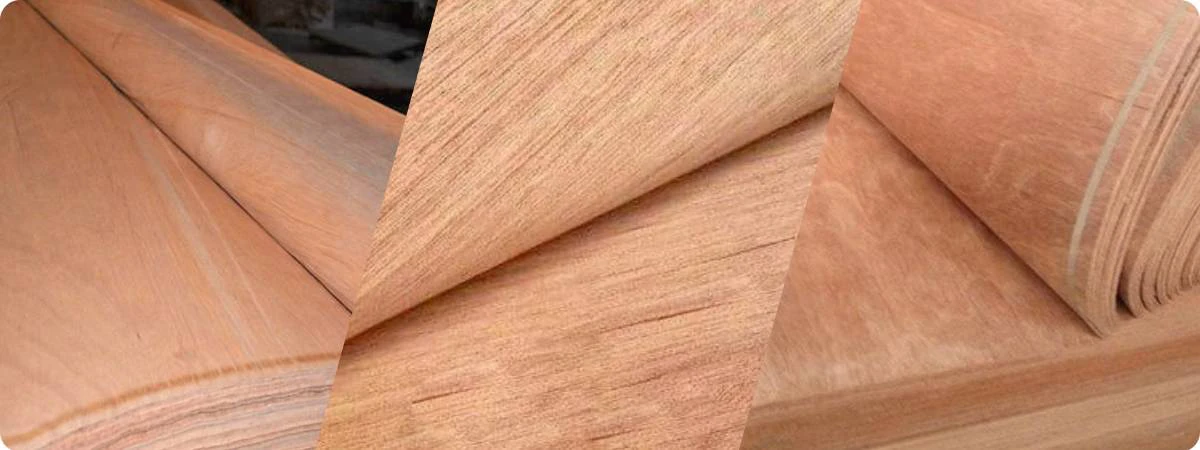 Feuilles de placage Gurjan naturel au grain brun rougeâtre riche, flexibles et faciles à manipuler