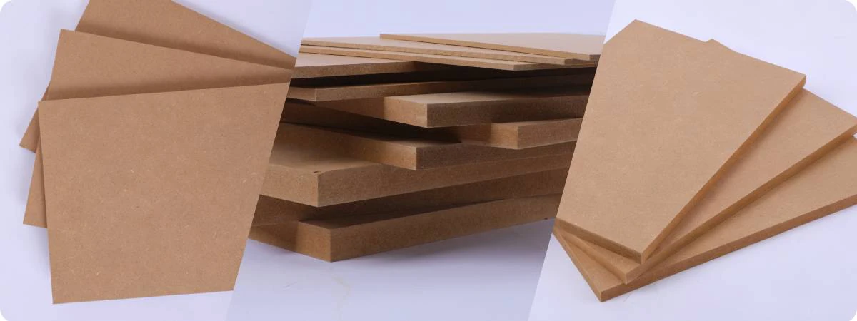 Surface détaillée d'un panneau MDF brut avec une texture uniforme et une face lisse et unie.