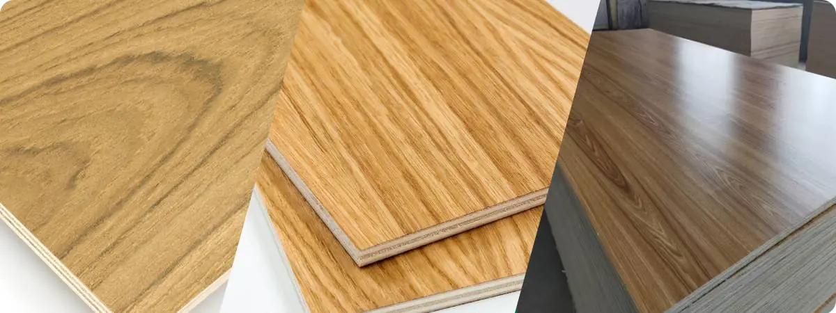 Natural teak fancy plywood with crown and quarter cut grain for luxury cabinet and interior decoration.